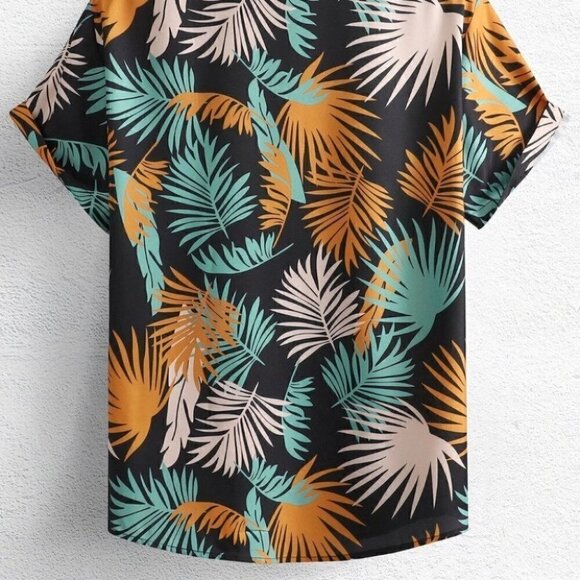 Black Mens Button Up Tee Shirt - Picture 4 of 7